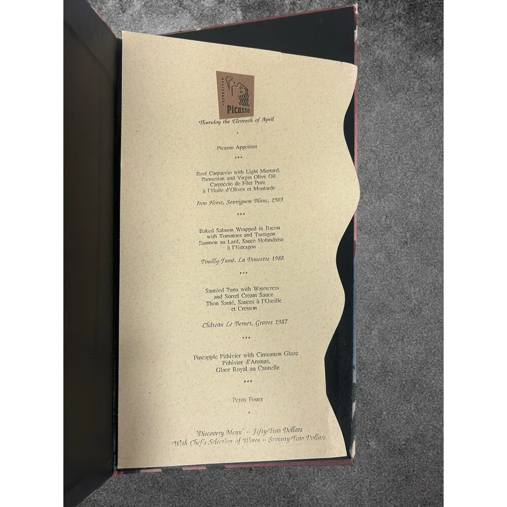 Vintage Resturant Picasso Menu - Very Rare - Original - Picasso Room - Colorado